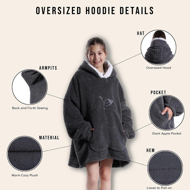 GoodtoU Wearable Kids Blanket Hoodie, Oversized Hooded Blanket for Girls Fluffy Plush Blanket Sweatshirt Warm Cozy Gifts - Image 5